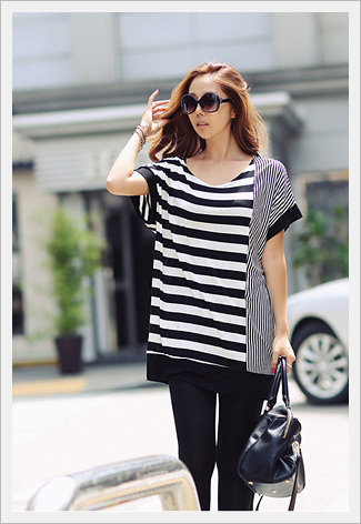 Mixed Stripe Long T-shirt[Wings Co.] Made in Korea